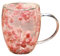 EABYMOR 350ml Double Wall Insulated Coffee Mug,Dried Flower Glass Coffee Cups,Layered Glass Beverage Cup,Espresso Cups Aesthetic for Women (Pink)