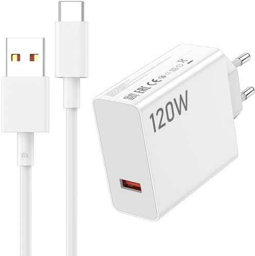 Caricabatterie 120w con Cavo USB C 1M Per xiaomi 13T Pro 12 Redmi Note 13 11 Lite, Ricarica turbo da 6A Carica Batterie Cellulare Per POCO F6 M6 F4 14 Ultra 12S Ultra redmi pad pro 5g