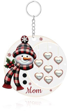 Amsgedhie Weihnachtsschmuck Rot Weiß: Acryl Schneemann Weihnachten Hanging - Name Personalisierte Weihnachten Anhänger Dekoration - Weihnachten Schlüsselanhänger und Anhänger (Name 7)
