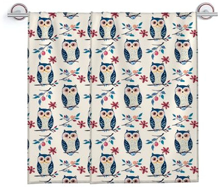 Turamurra Handtücher, Set mit 2 niedlichen Eulen-Motiven, für Badezimmer, dekorative Badetücher, weiche, saugfähige Handtücher für Bauernhaus, Heimdekoration, Geschenke für Frauen, 35,6 x 71,1 cm