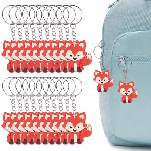 XPEX 20 Pièces Renard Porte Clef, Renard Porte Clé Silicone Double Face, Charmant Porte-Clés, Renard Porte Clé Personnalisé, Porte Clef, Pour Convient Aux Cadeaux De Fête D'Anniversaire Enfants