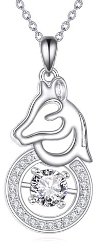 YONFQE Kuh/Pferd Halskette 925 Sterling Silber Niedliche Tier Anhänger Einfache Mode Schmuck Geschenk Für Frauen (Pferd)