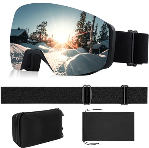 COSMOING Ski Goggles For Women Men Adults Magnetically Removable Interchangeable Lenses, Anti-Fog 100% UV400 Ski Goggles