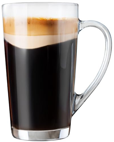 KONZEPT Latte Macchiato Gläser mit Henkel, 12 er Set Kaffeegläser 350 ml, aus transparentem Glas