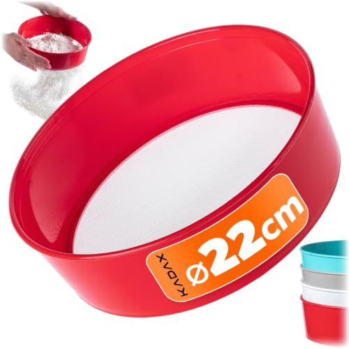 KADAX Mehlsieb 22cm für feines Sieben von Mehl, Puderzucker und Anderen Backzutaten, Fein Küchensieb, Feinmaschig Sieb, Puderzuckersieb (Kunststoff)