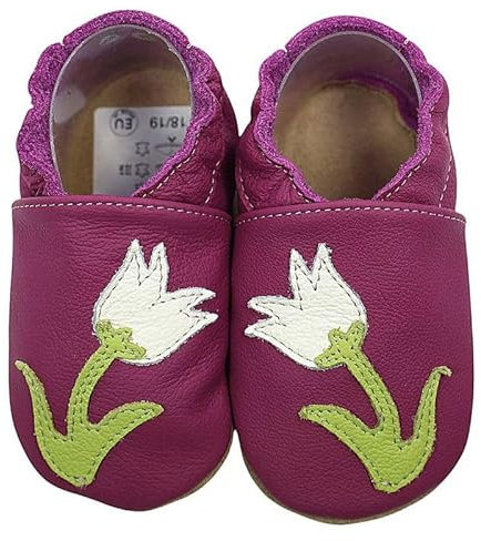 HOBEA-Germany Krabbelschuhe für Jungs und Mädchen in verschiedenen Designs, Modell Schuhe:Tulpe lila, Schuhgröße:26/27