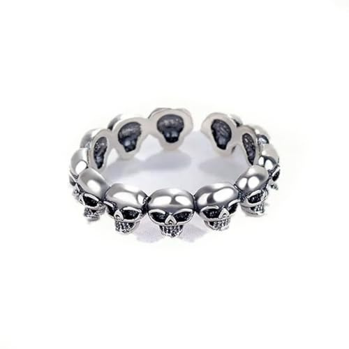 GWSGSFAS 925 Sterling Silber Verstellbare Ringe für Frauen Totenkopf Luxus Edlen Schmuck Ästhetischer Vintage-Schmuck Argent-Resizable-Silber