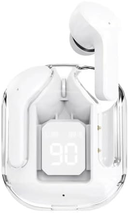 TRIAD SPARK Auriculares Pantalla Led, Auriculares Inalambricos Bluetooth Blancos, Compatibles con iPhone, Estuche Transparente y Pantalla LED, 40 h Batería, IPX4, Cancelación Activa de Ruido