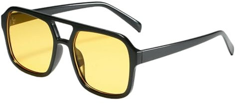 NVUQCKWZ Sonnenbrille Polarisierte Männer Doppelte Brücke Quadratische Mit Uv400 -Schutz Unisex-schwarz + Gelb