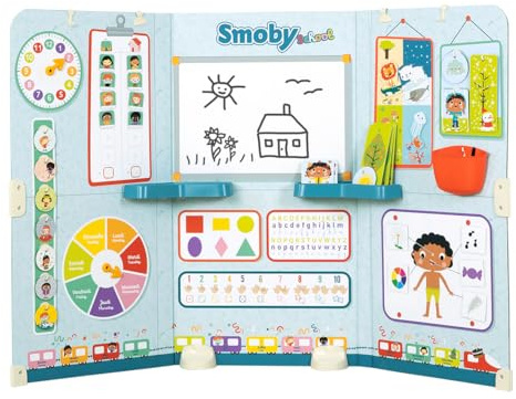 Smoby - Schule - Klassenzimmer Vorschule Spielset - Lehrer/Schüler Rollenspiel - Lernspielset - 3-teilige Tafel & umfangreiches Zubehör, für Kinder ab 3 Jahren