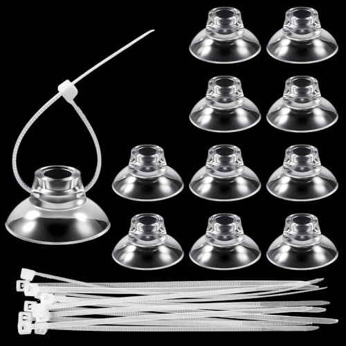 Qulkws 10 Pcs Aquarium Suction Cups with Adjustable Zip Ties Cables Fish Tank Suction Cups for Aquarium Plants Moss Shrimp Nest Landscape Fixation