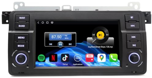 7 Zoll Qualcomm 8-Kern 4GB+64GB Android 14 Autoradio Bluetooth GPS Navi für BMW 3er E46 318 320 325 M3 Rover 75 MG ZT Kabelloses CarPlay Android Auto DSP WiFi 4G DAB+ USB OBD2 RDS Canbus SWC