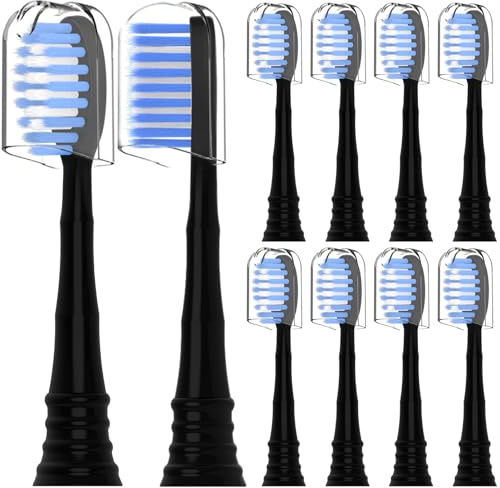 Compatible with Spotlight Oral Care Electric Toothbrush Replacement Brush Heads,for Spotlight Oral Care Sonic Electric Toothbrush,with Dust Cover,10 Pack (Black, M)