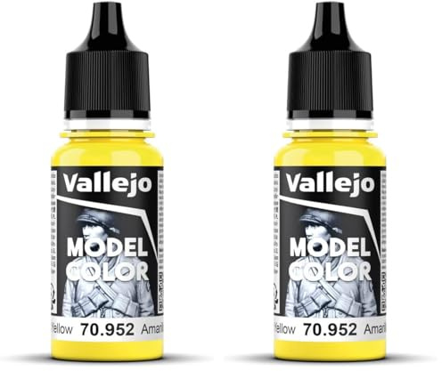 Vallejo Model Color Acrylic Paint, Lemon Yellow, 18 ml, Self-Leveling, BSL System for Modeling and Miniatures (Pack of 2)