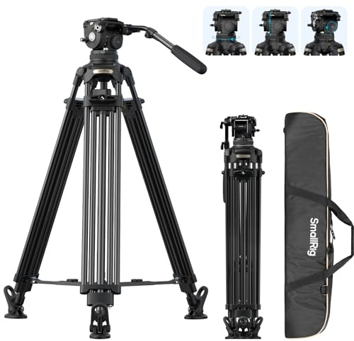 SMALLRIG 79''/200.5cm Heavy-Duty Aluminum Alloy Tripod Video, 4+4 Damping Control Head with 7-Step Counterbalance, for DJI & MFT 501, Max Load 37 lb/17kg, for Professional Video Shooting, FSD18-5577