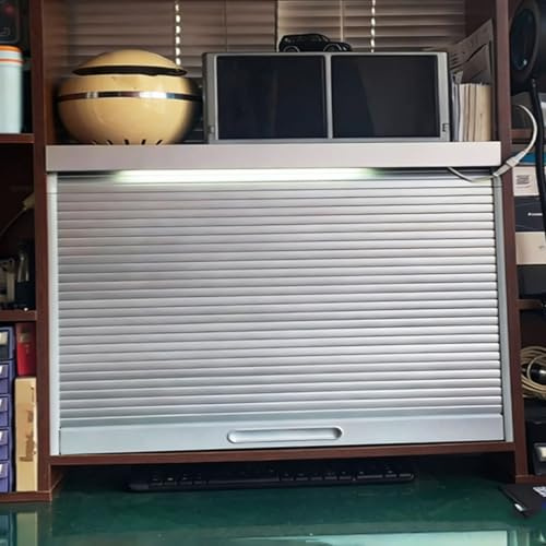Porte Accordéon Interieur Portes de Placard Enroulables Kit Tambour, Lames en ABS Porte à Rideau Roulant Tailles Personnalisables, Cuisine/Garage pour Appareils(91x51cm(36x20in))