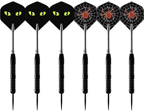 Stahl Spitze Darts Set – Schwarz beschichtet Dart, Dart Flights, + Wellen Plus 2 Gratis Sets Dart Flights – Made in Großbritannien