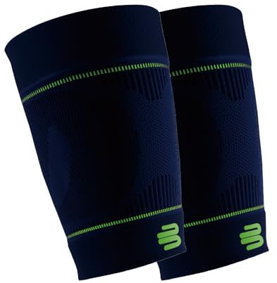 BAUERFEIND, 1 Paar Sport Kompressions-Oberschenkelbandagen, Unisex, Rechts und Links tragbar, Für Ball- und Ausdauersportarten, Stärkung der Muskulatur, Gr. XL lang, Marineblau, 29345721500034