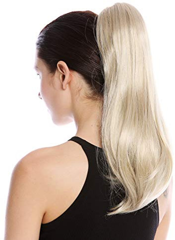 WIG ME UP - TZB-26A-V-22 Haarteil Zopf Pferdeschwanz lang glatt geschwungen helles Blond Champagnerblond 45 cm