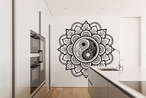 Mandala Yin Yang Spitze Vinyl Wandtattoo Große Größen 56 Farben Orientalischer Stil / M4 (Vinyl Wandaufkleber, L Size - 140 x 140 cm 55,3 x 55,3 Zoll)