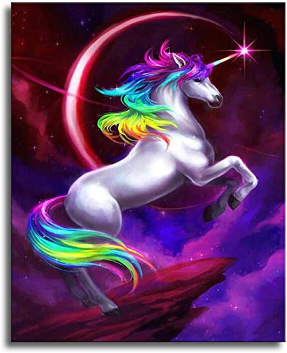 Shukqueen DIY Paint by Numbers for Adults, Beginner, DIY Oil Painting Kit - Unicorn, Frameless-16X20 Inch