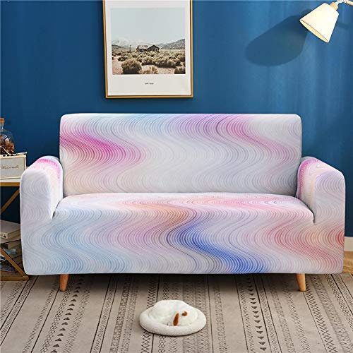 Treer Sofa Überwürfe Sofabezug, 3D Marmordruck 1 2 3 4 Sitzer Elastisch Schonbezug Antirutsch Sofa Abdeckung Hussen Polyester Stretch Abwaschbar Slipcover (Farbverlauf,3 Sitzer)