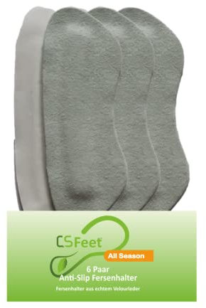 MADE IN GERMANY 6 Paar All Season Anti-Slip Fersenhalter - Fersenhalter aus echtem Velourleder