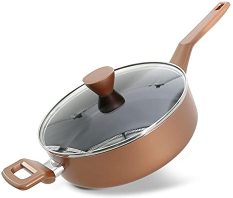 Pentola con coperchio, antiaderente, altamente qualificata, con coperchi in vetro temperato trasparente, 0,9 l (funziona con il modello: NCCWA13BR)