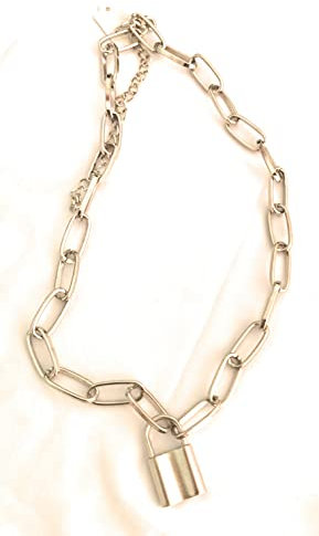 Silver Chunky chain padlock necklace