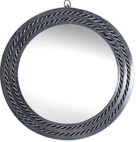 Hind Handicrafts 40,6 cm runder Wandspiegel aus Seil – dekorativer rustikaler Akzentspiegel für Badezimmer, Eingang, Esszimmer, Wohnzimmer und Flur – Design-14