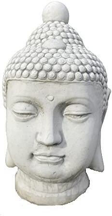 Massiver Stein Buddha Mönch Tempelwächter aus Steinguss Gartendeko Deko-Figur für Haus Garten Moderne Statue Garten-Figur