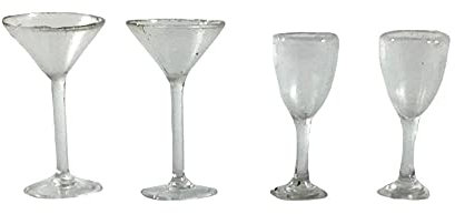 Melody Jane Dolls House 4 Wine Cocktail Glasses Miniature Pub Kitchen Dining Room Accessory