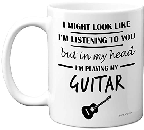 Stuff4 Guitar Gifts for Men Women - in My Head I'm Playing My Guitar - Music Gifts for Guitarists Players, Funny Novelty Musicians Presents, 11oz Ceramic Dishwasher Safe Premium Mugs