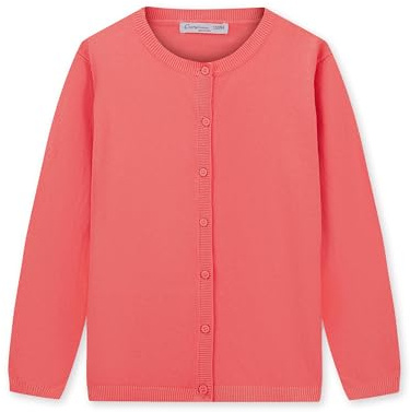 CUNYI Pull pour Fille Gilet à Boutons Cardigan Léger Uniforme Scolaire Manteau Casual Mignon, Pêche 120
