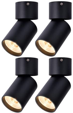FOOC Deckenstrahler LED Wandleuchte 4er Pack flammig LED Deckenspots innen LED 15w wohnzimmer schlafzimmer kinderzimmer küche warmweiss Innenbeleuchtung, Schwarz