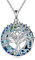 YFN 70th Geburtstag Geschenke für Frauen Sterling Silber Anhänger Baum des Lebens Blau Kristall Halskette Schmuck für Mama Oma