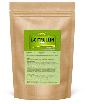 L-Citrullin Base Pulver ohne Malat, vegan, 500 g, hochrein, ohne Zusätze | aus Fermentation, frei von Malat