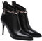 Tacón de Aguja Botines para Mujer Dedo del pie Puntiagudo Botín con Cremalleras Traseras con Cadena de Diamantes de Imitación de Metal para Fiestas Graduación (Black, numeric_38)