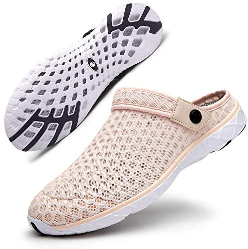Zuecos de Verano para Mujer Pantuflas de Jardín Zapatillas de Estar por Casa Chanclas para Playa y Piscina Sandalias Ligeras y Cómodas Rosado 43