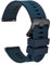 WOCCI 22mm Bracelet de Montre pour Homme à Rayures Arquées, Silicone Bande à Dégagement Rapide, Boucle Noire (Bleu Foncé)