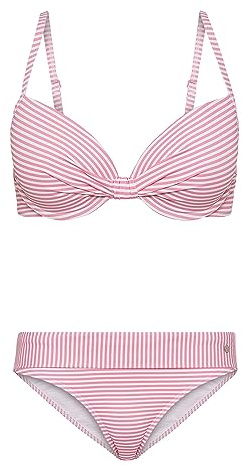s.Oliver Damen Bügel-Bikini mit Streifendesign, wattierte Cups, Träger verstellbar, Hose mit Umschlagbund, weiches Material für EIN angenehmes Tragegefühl