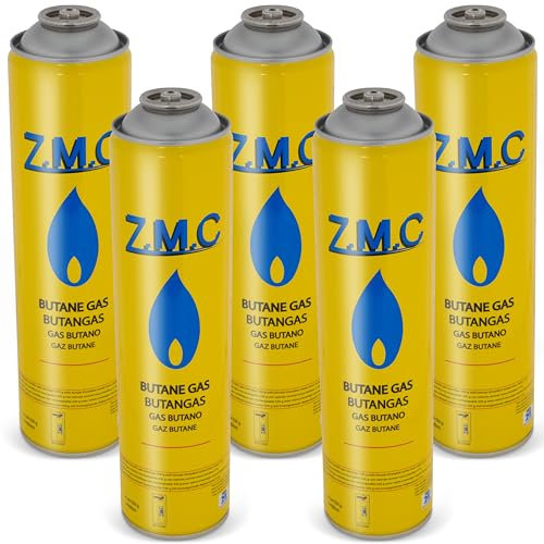 Z.M.C 5X 330g Universel Propane Gaz Butane Cartouches 600 ML avec Filetage 7/16 Gas Idéal pour Brûleur de Mauvaises Herbes, Abflämmgerät, Soudage, Schweizen, Cuisinière Camping Modèle Brenner