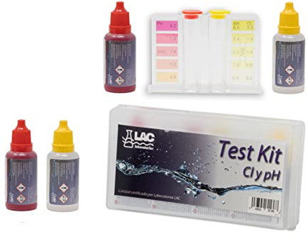 PACK AHORRO Medidor Cloro y PH Piscinas + 1 Recambio Reactivos para test - KIT ANÁLISIS CLORO, PH y BROMO (gotas) - Calidad certificada Laboratorios LAC