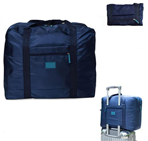 Faltbare Nylon Reisetasche,Groß Sporttasche Yoga Freizeit Sauna Turnbeutel Mommy Einkaufen Leicht Wochenende Tasche für Reisen, Weekender, Fitness, Training, Gym, Urlaub (Navy blau)
