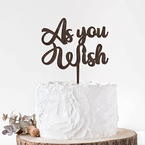 Rimego As You Wish Cake Topper - Scripted Laser Cut Wood Cake Topper for Wedding, Bridal Shower, Bachelorette Party - Calligraphy Cake Topper Wedding Gift