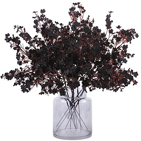 N&T NIETING künstliche Blumen, 12 Stück Schleierkraut künstlich Gypsophila Blumen für DIY Hochzeit Blumenstrauß Party Tisch Centerpieces Blumenarrangements und Home Herbst Dekoration(Schwarz)