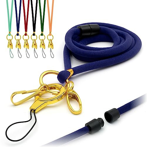 Navy Blau Schlüsselband Lanyard mit Metalldrehhaken Ausweiskartenhalter Cool Schlüsselanhänger 5mm Band Sicherheitsverschluss Vergoldet metall-klipp Von LanyardsTomorrow 1 Stk
