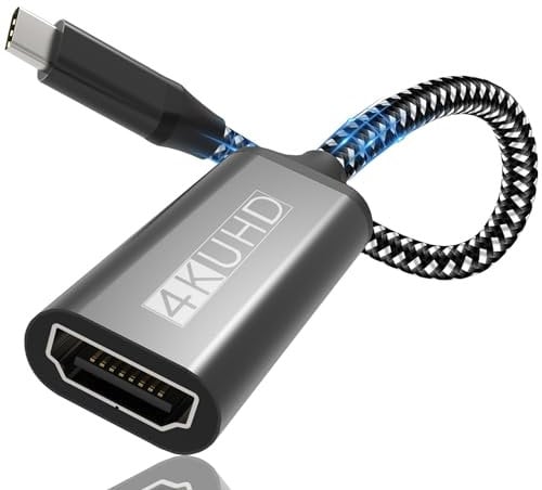 Adaptateur USB C vers HDMI 4K, Adaptateur Type-C vers HDMI (Compatible Thunderbolt 3), Sortie Audio Vidéo pour iPhone 16/15 Pro/Max, MacBook Pro/Air, Surface Pro, Pixelbook, Samsung Galaxy S10 S9+