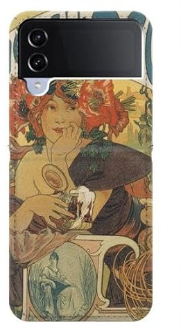 Alphonse Mucha Bieres De La Muse Flip Hülle Tasche Klappetui für Samsung Galaxy Z Flip 4