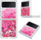 COTDINFOR Compatibile con Samsung Galaxy Z Flip 3 5G Custodia Liquido Cases Brillantini Sparkly Floating Clear Silicone Protettivo Quicksand Cover per Galaxy Z Flip 3 5G TPU Case Love Rosa YBWTLS.
